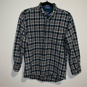 Pendleton Vintage Green Wool Plaid Flannel
